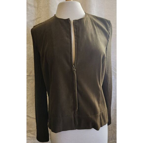 J8  Sag Harbor faux suade and sweater zip-up Jacket - Picture 4 of 8